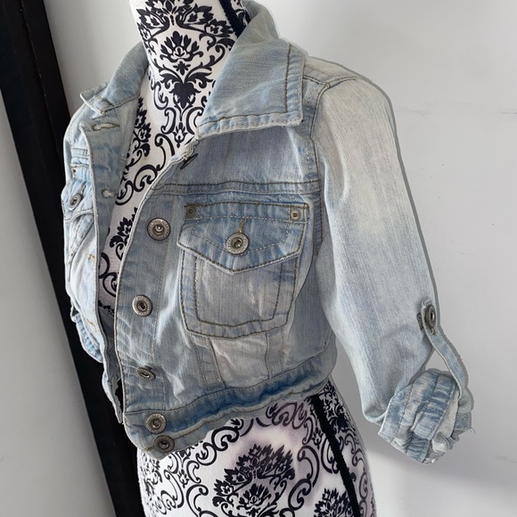 Highway Jeans Size Small Light Blue Distressed Cropped Jean Jacket - Picture 5 of 13